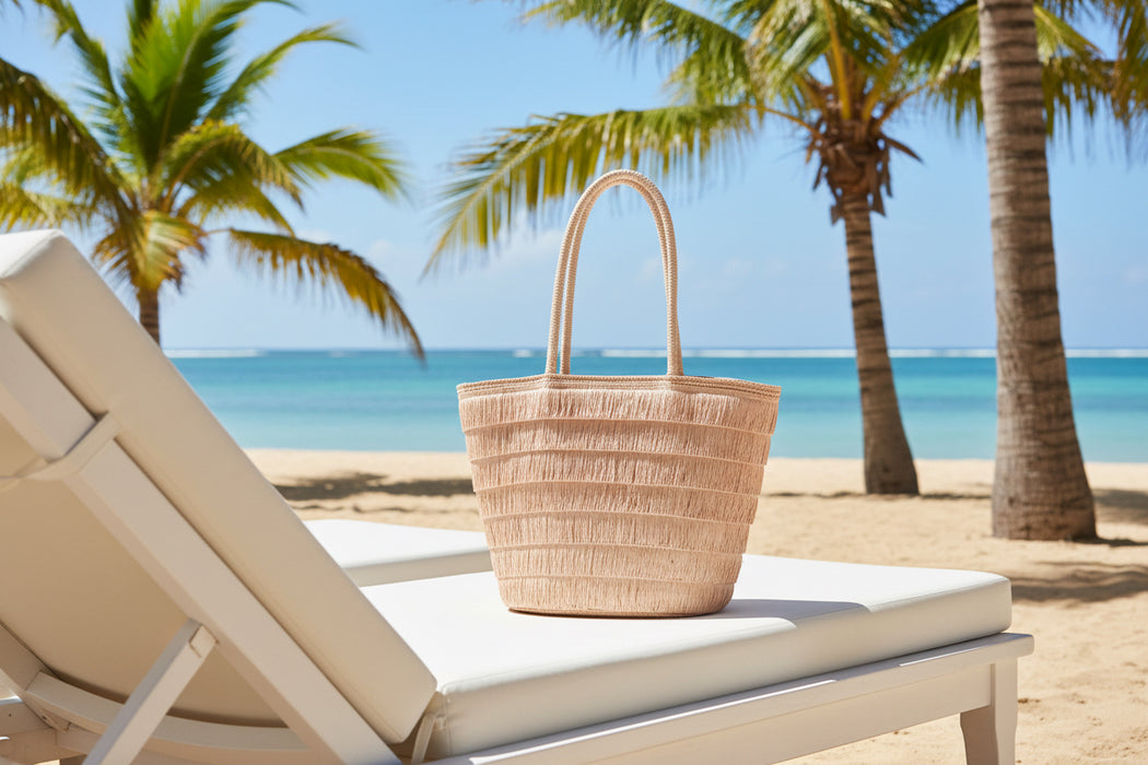 Blush Straw Tote Bag