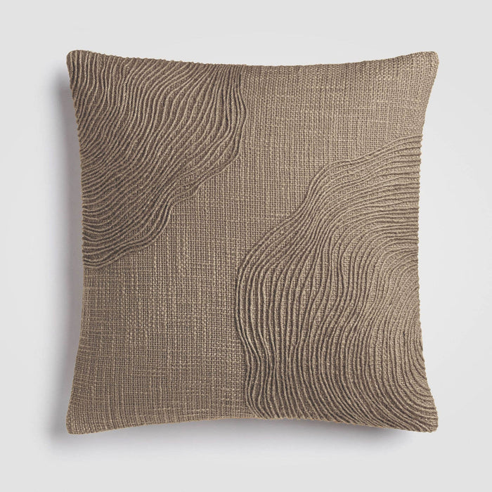 Taupe Embroidered Jute Pillow