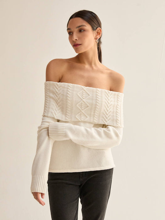Off Shoulder Cable Knit Top