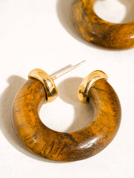 Western Natural Stone Hoop Earring