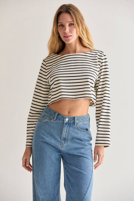 Boatneck Crop Knit Top