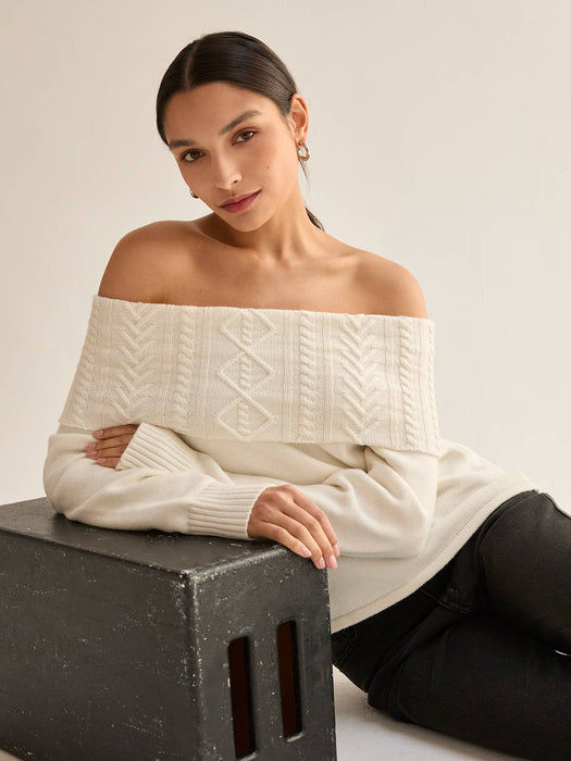 Off Shoulder Cable Knit Top
