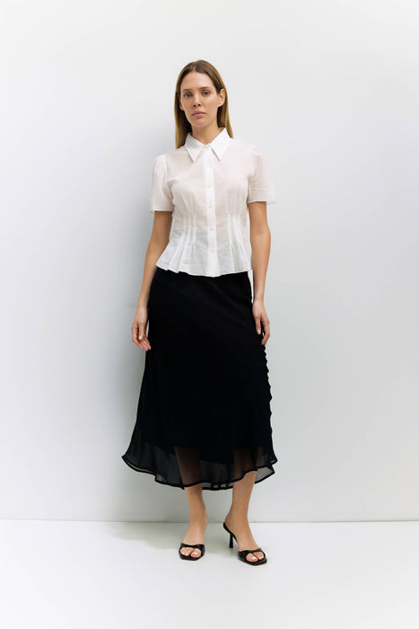 Sheer Crepe Midi Skirt