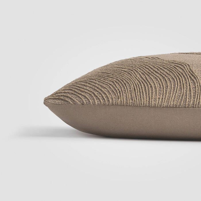 Taupe Embroidered Jute Pillow
