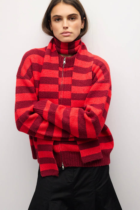 Rouge Striped Sweater with Scarf
