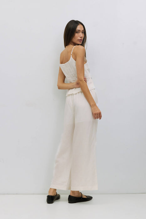 Pleated Linen Pants Ecru