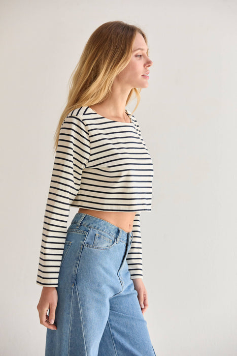 Boatneck Crop Knit Top