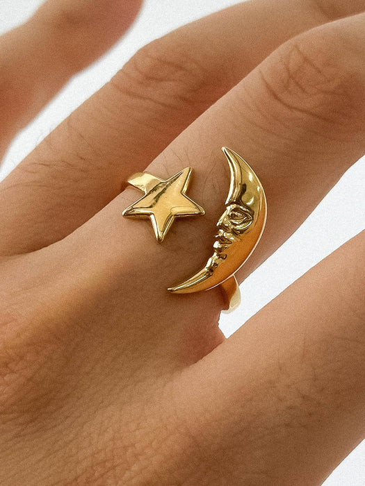 Star & Moon Ring