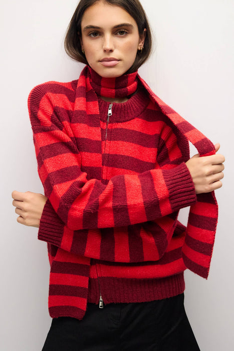 Rouge Striped Sweater with Scarf