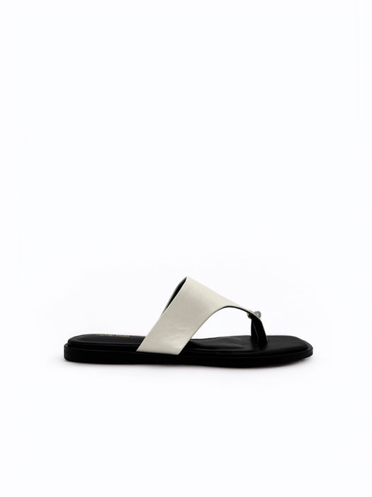Cece Gold Hardware Toecap White Leather Sandal