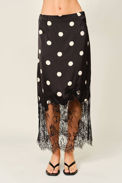Pois et Dentelle Midi Skirt