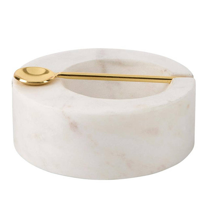 White Marble Pinch Pot with Spoon