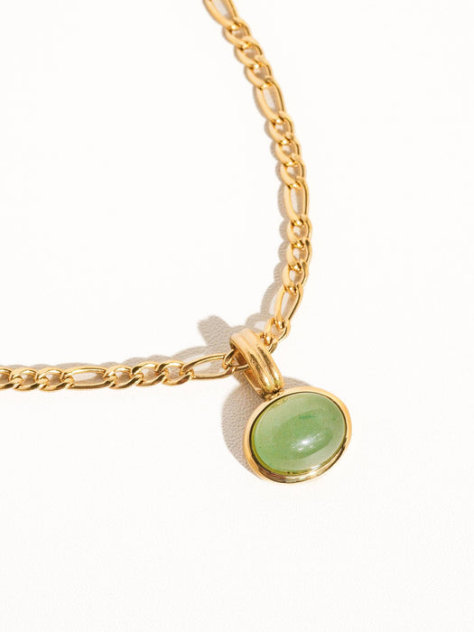 Sage Stone Pendant Chain Necklace