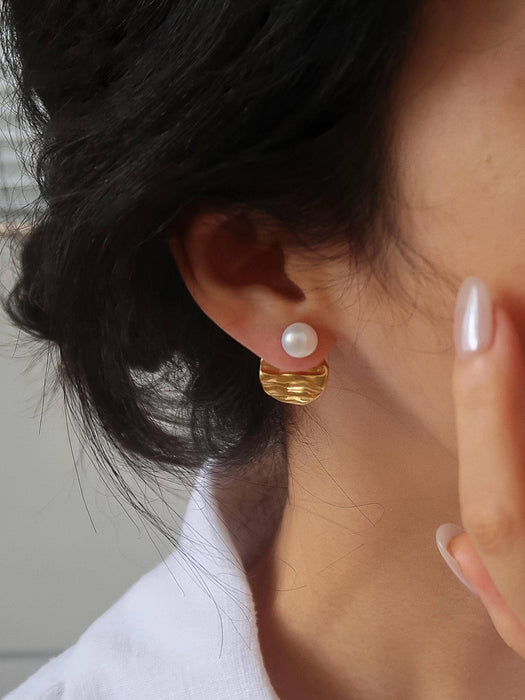 Textured Pearl Stud Earrings