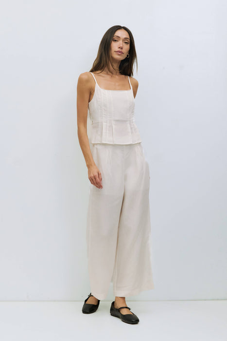 Pleated Linen Pants Ecru
