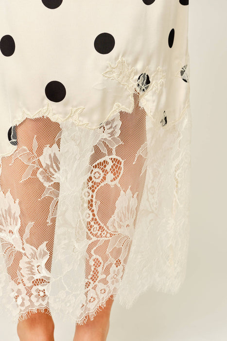 Pois et Dentelle Midi Skirt