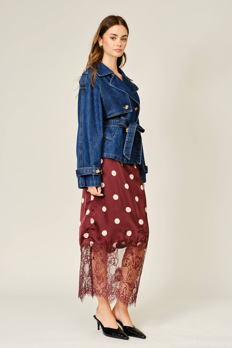 Pois et Dentelle Midi Skirt