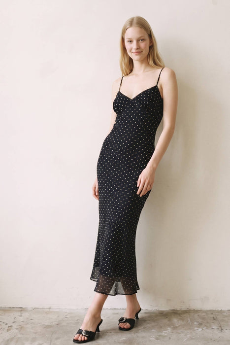 Noire Pois Maxi Dress