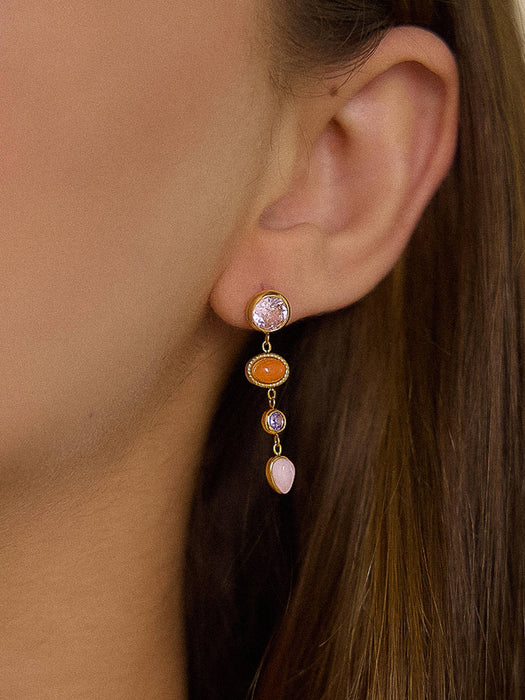 Evi Pink Gemstone Drop Earrings