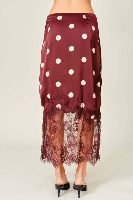 Pois et Dentelle Midi Skirt