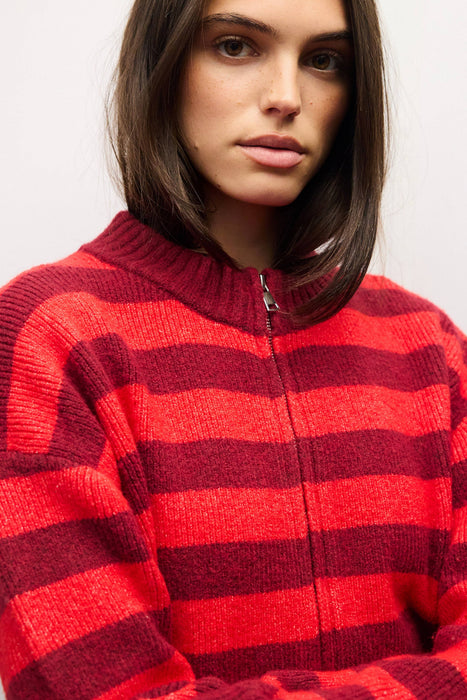 Rouge Striped Sweater with Scarf
