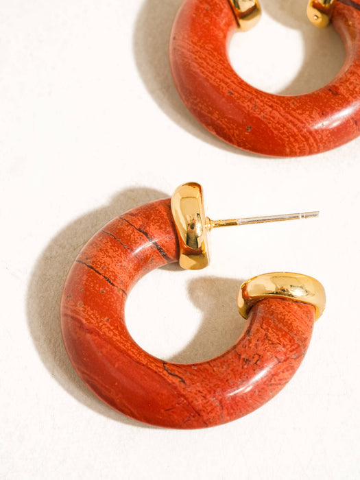 Western Natural Stone Hoop Earring