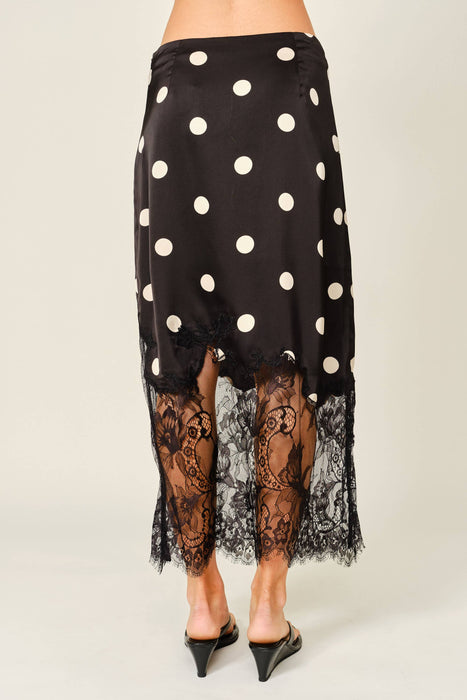 Pois et Dentelle Midi Skirt
