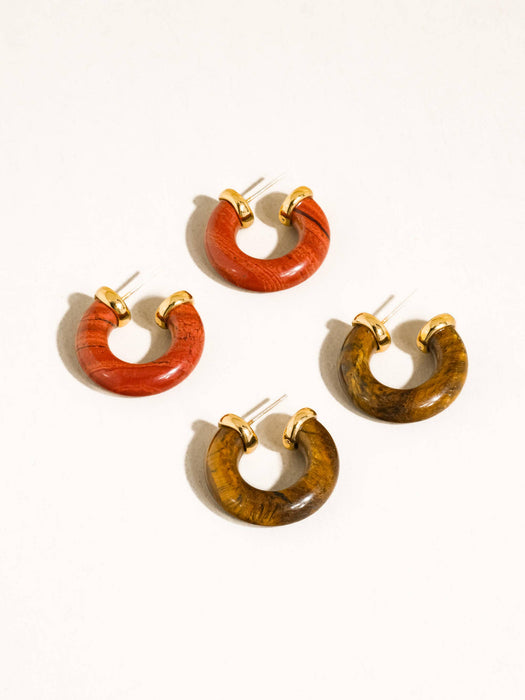 Western Natural Stone Hoop Earring