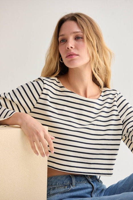 Boatneck Crop Knit Top
