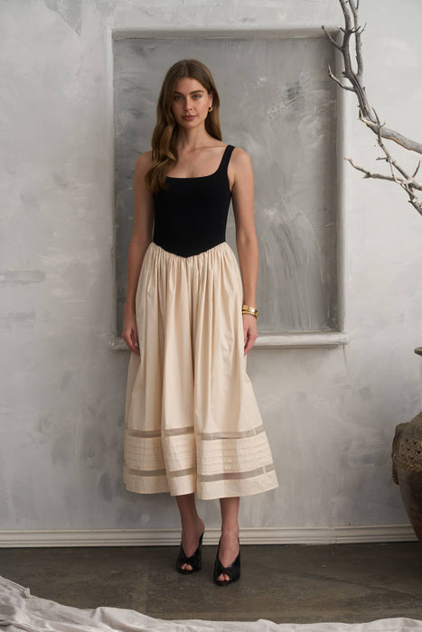 Karlie Basque Waist Midi Dress