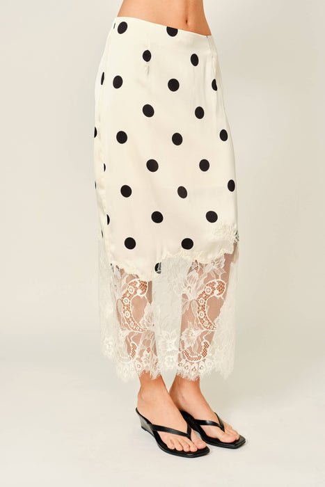 Pois et Dentelle Midi Skirt