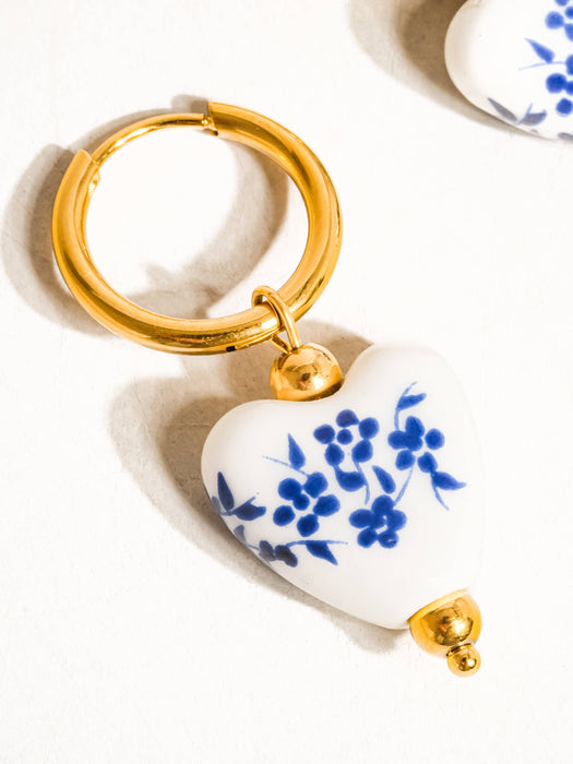 Ceramic Floral Heart Earring