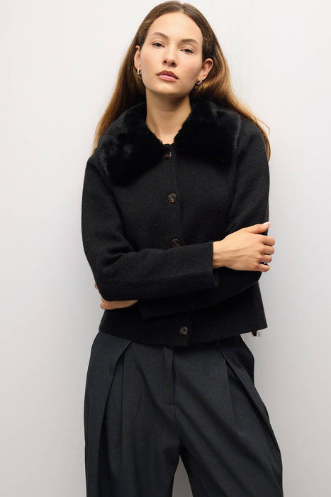 Posh Faux Fur Collar Cardigan