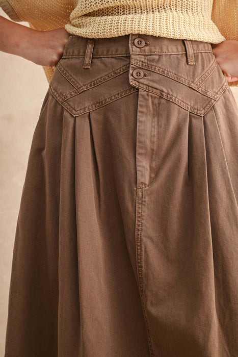 Pleated Denim Skirt