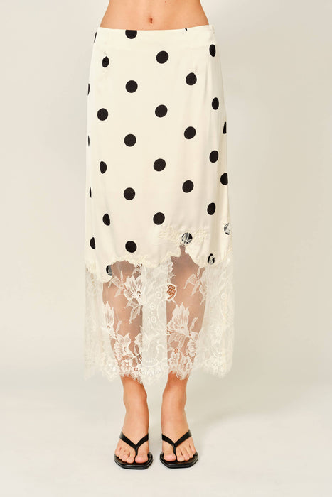 Pois et Dentelle Midi Skirt