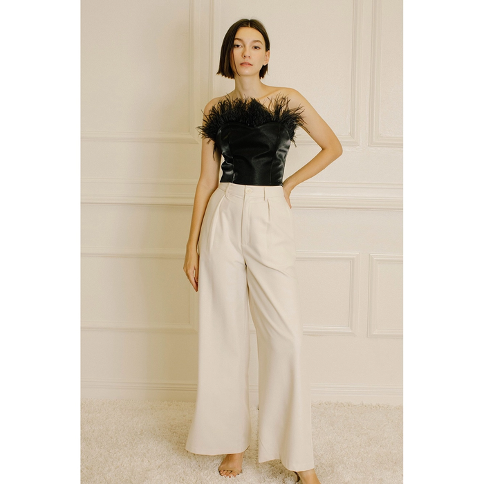 Cream High Waisted Trouser
