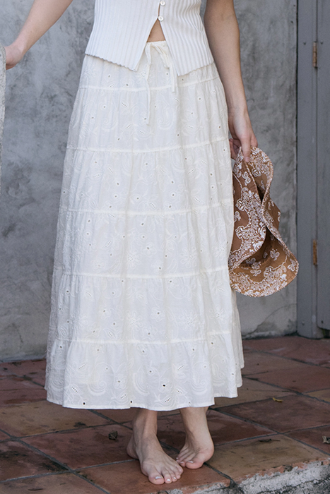 Aperture Cotton Maxi Skirt