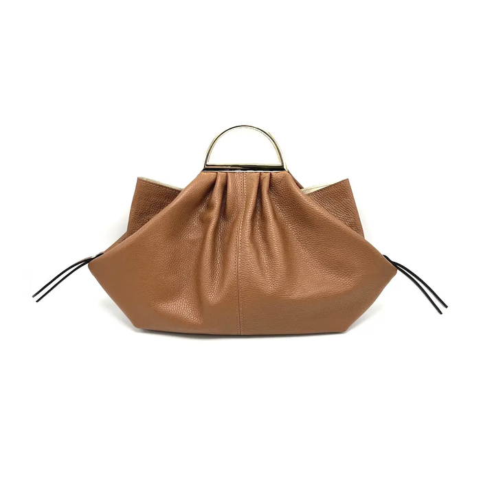 Metal Handle Genuine Leather Bag