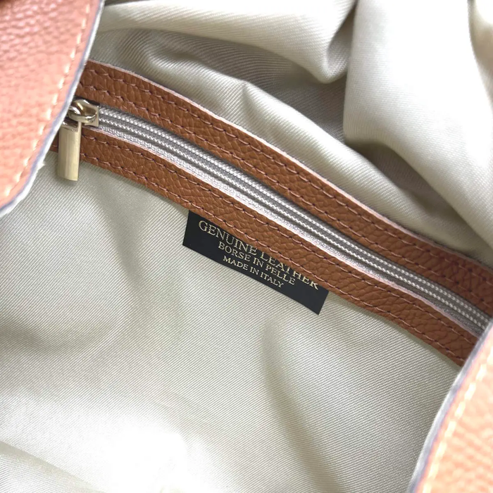 Metal Handle Genuine Leather Bag