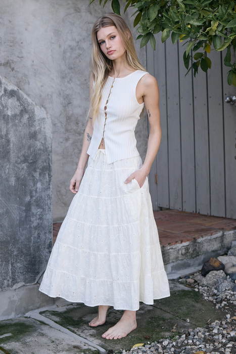 Aperture Cotton Maxi Skirt