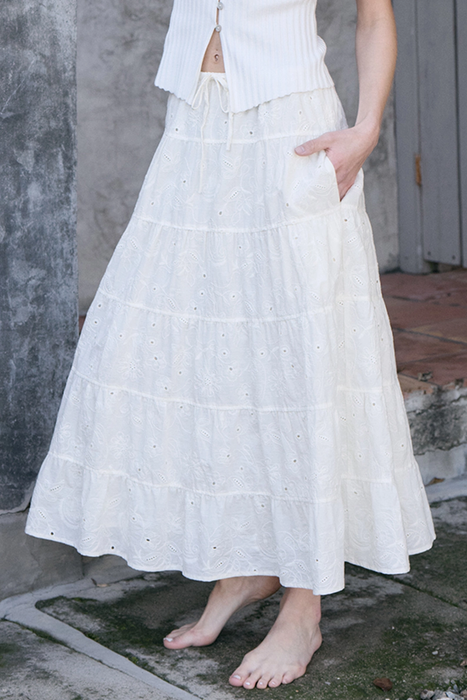 Aperture Cotton Maxi Skirt