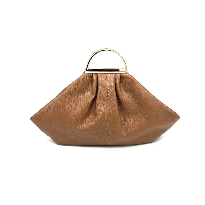 Metal Handle Genuine Leather Bag