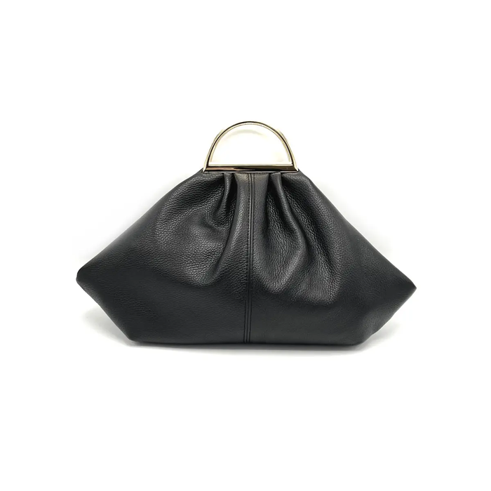 Metal Handle Genuine Leather Bag