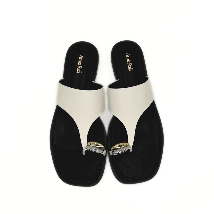 Cece Gold Hardware Toecap White Leather Sandal
