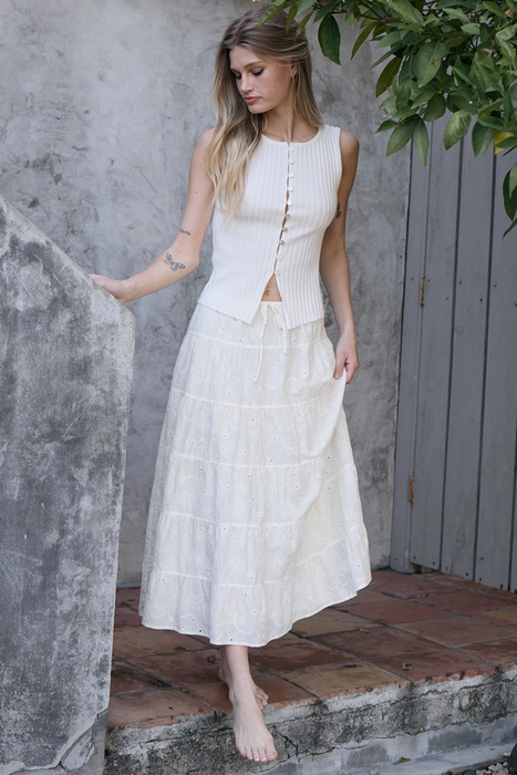 Aperture Cotton Maxi Skirt