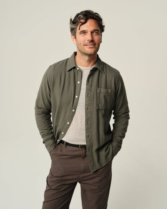 Herringbone Flannel Shirt Olive