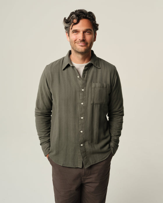 Herringbone Flannel Shirt Olive