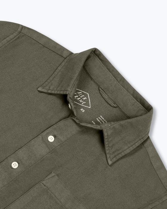 Herringbone Flannel Shirt Olive