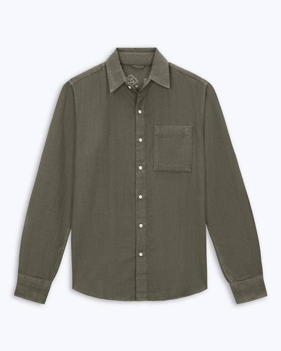 Herringbone Flannel Shirt Olive