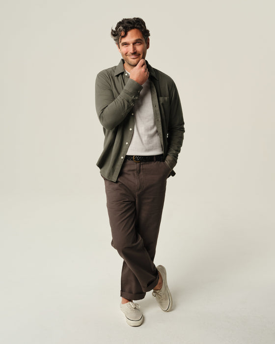Herringbone Flannel Shirt Olive
